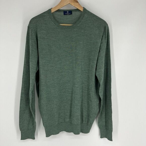Tincati Milano Sweater Size 52 Mens XL Green Cashmere Silk Crew Neck Pullover